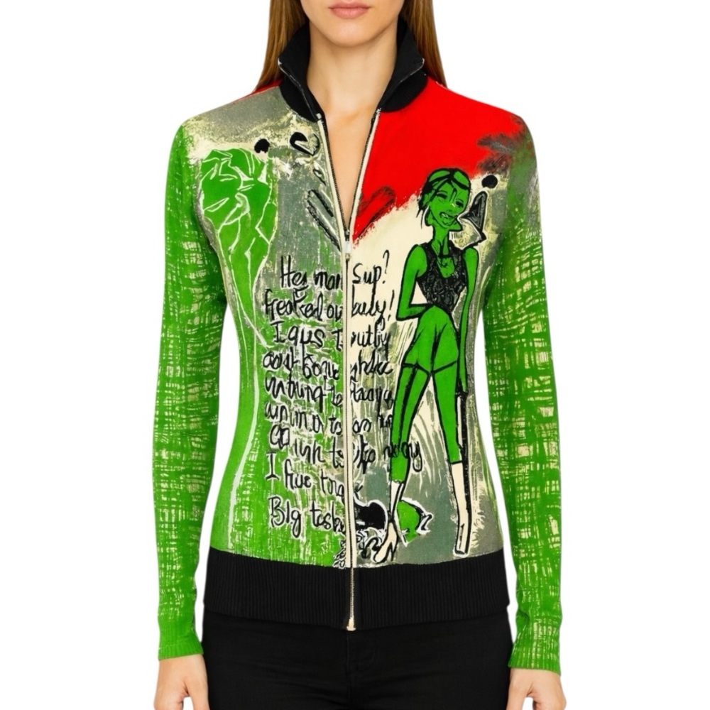 For Dolls Only by Rags Graphic Cardigan Sweater